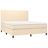 vidaXL Cama box spring c/ colch&atilde;o e LED 180x200 cm tecido cor creme