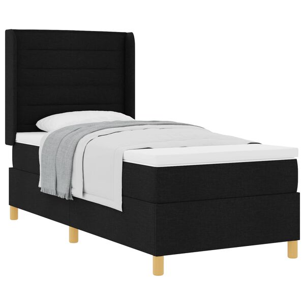 vidaXL Cama Box com colch&atilde;o com cabeceira Preto 100 x 200 cm tecido
