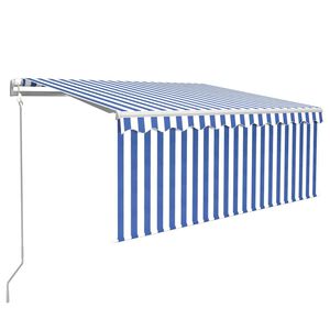 vidaXL Toldo retr&aacute;til autom&aacute;tico com estore 3x2,5 m azul e branco