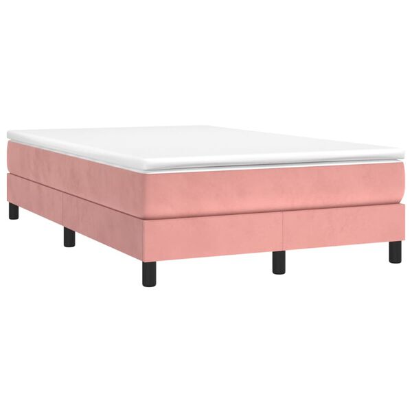 vidaXL Cama boxspring com colch&atilde;o 120x190 cm veludo rosa