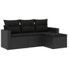 vidaXL 4 pcs conjunto de sof&aacute;s para jardim c/ almofad&otilde;es vime PE preto