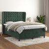 vidaXL Cama com molas/colch&atilde;o 140x190 cm veludo verde-escuro