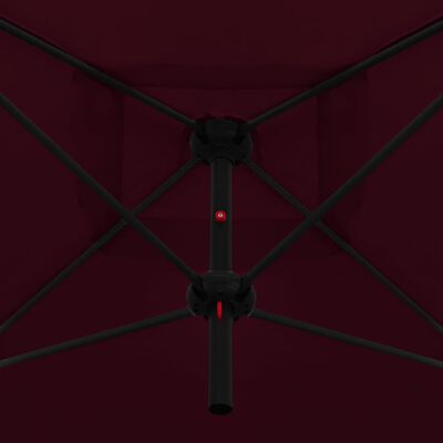 vidaXL Guarda-sol duplo com mastro de aço 250x250 cm vermelho bordô