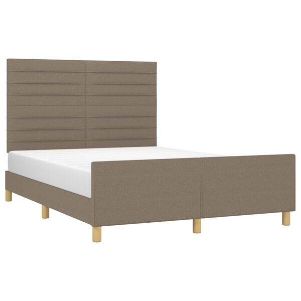 vidaXL Cama sem colch&atilde;o 140x190 cm tecido castanho-acinzentado