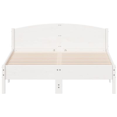 vidaXL Estrutura de cama com cabeceira 160x200 cm pinho maciço branco