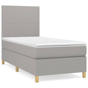 vidaXL Cama com molas/colch&atilde;o 100x200 cm tecido cinzento-claro