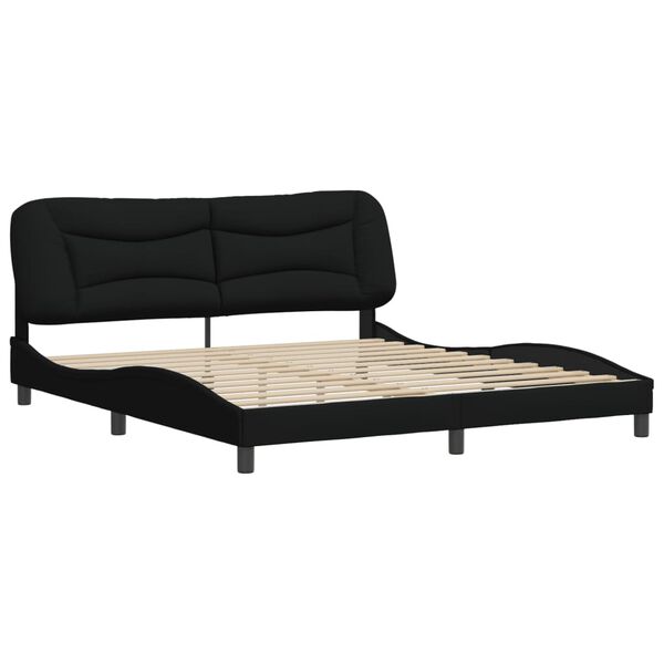 vidaXL Estrutura de cama sem colch&atilde;o Hvar 180x200 cm tecido preto