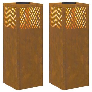 vidaXL Luz Solar LED de Caminho 2 pcs A&ccedil;o Corten A&ccedil;o Corten