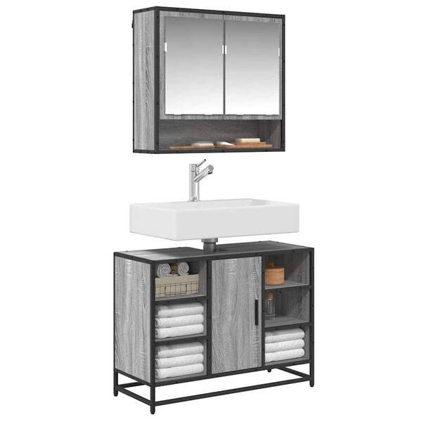 vidaXL Arm&aacute;rio p/ lavat&oacute;rio WC 80x33x60 cm deriv.madeira cinza sonoma