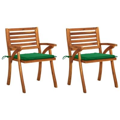 vidaXL Cadeiras de jantar p/ jardim c/ almofadões 2 pcs acácia maciça
