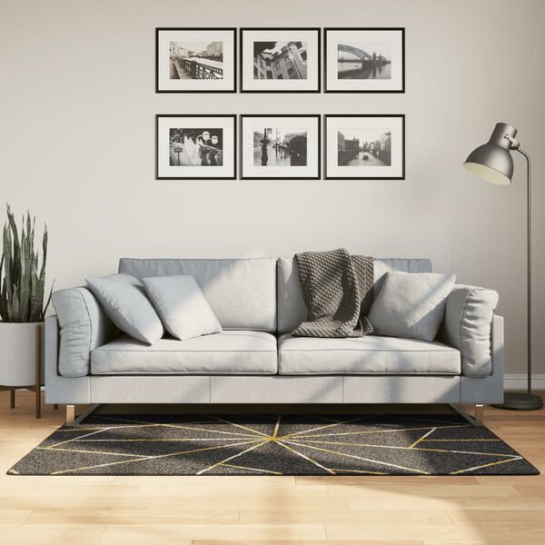 vidaXL Tapete lav&aacute;vel 80x150 cm preto e dourado