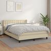 vidaXL Cama com molas/colch&atilde;o 140x190 cm couro artificial cor creme