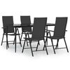 vidaXL 5 pcs conjunto de jantar p/ jardim vime PE preto