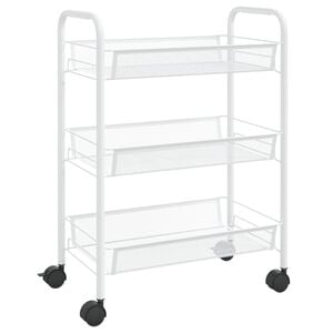vidaXL Carrinho de cozinha com 3 prateleiras ferro 46x26x64 cm branco