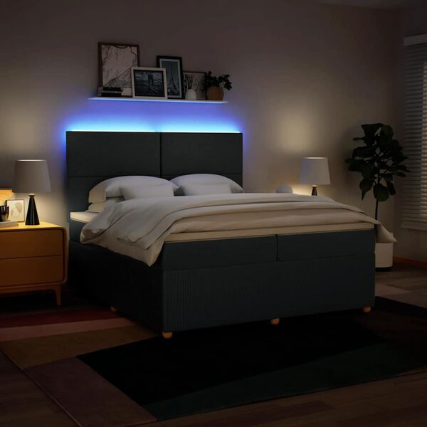 vidaXL Cama com molas/colch&atilde;o 200x200 cm tecido azul