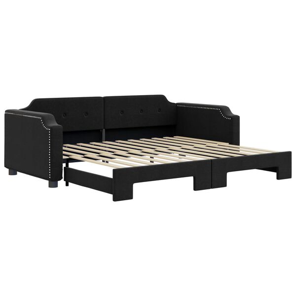vidaXL Sof&aacute;-cama com gavet&atilde;o 100x200 cm tecido preto
