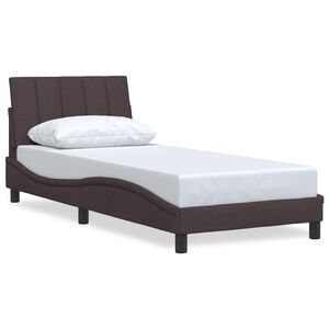 vidaXL Estrutura de cama sem colch&atilde;o Hanko 90x200 cm tecido castanho-escuro