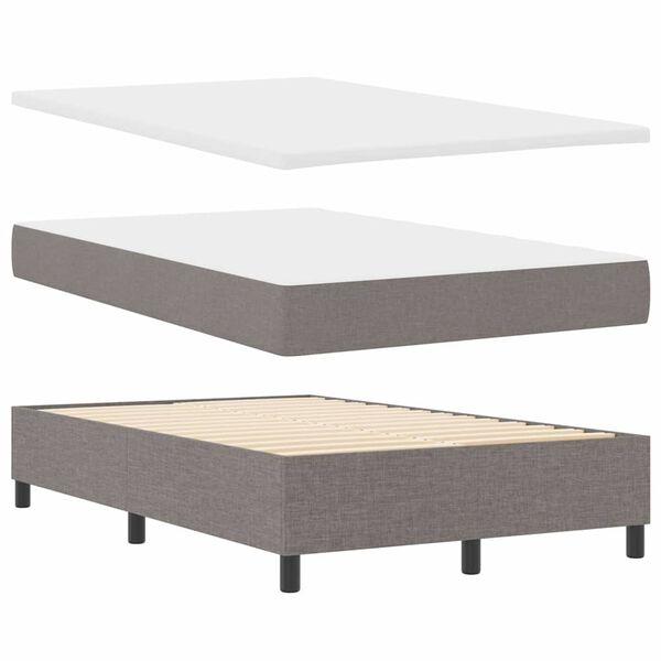 vidaXL Cama Box com colch&atilde;o Cinzento-acastanhado 120 x 190 cm tecido