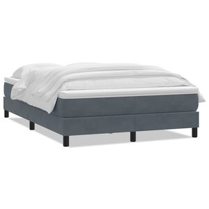 vidaXL Cama com molas/colch&atilde;o 140x210 cm veludo cinzento-escuro