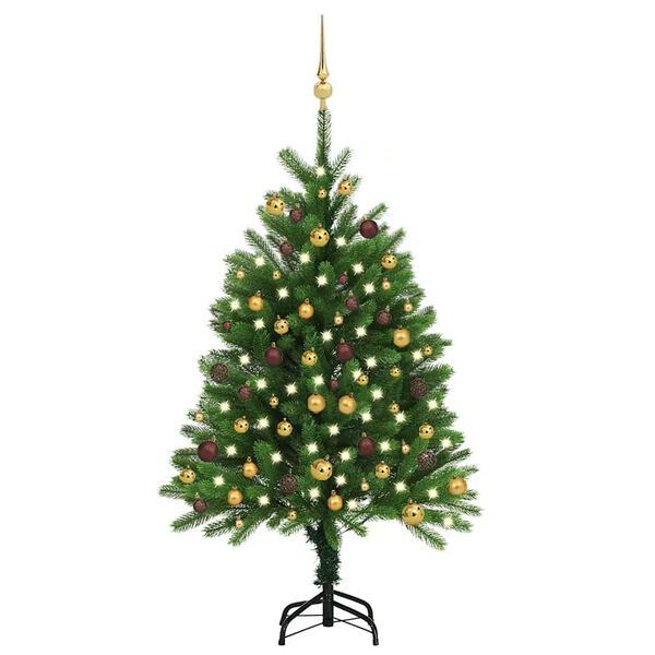 vidaXL &Aacute;rvore Natal artificial pr&eacute;-iluminada c/ bolas 120 cm verde