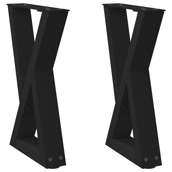vidaXL P&eacute;s para mesa de centro 2 pe&ccedil;as preto 38x(42-43,3) cm a&ccedil;o