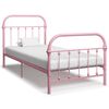 vidaXL Estrutura de cama 100x200 cm metal rosa
