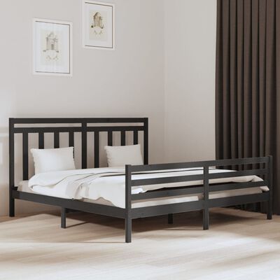 vidaXL Estrutura de cama 200x200 cm madeira maciça cinzento