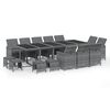 vidaXL 15 pcs conjunto jantar p/ jardim c/ almofad&otilde;es vime PE cinzento