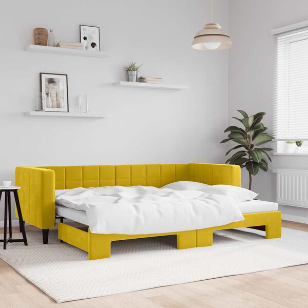 vidaXL Sofá-cama com gavetão 80x200 cm veludo amarelo