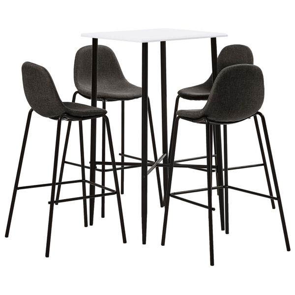 vidaXL 5 pcs conjunto de bar tecido cinzento-escuro