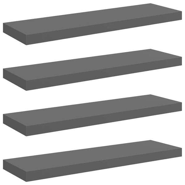 vidaXL Prateleiras de parede suspensas 4 pcs 80x23,5x3,8cm MDF cinza