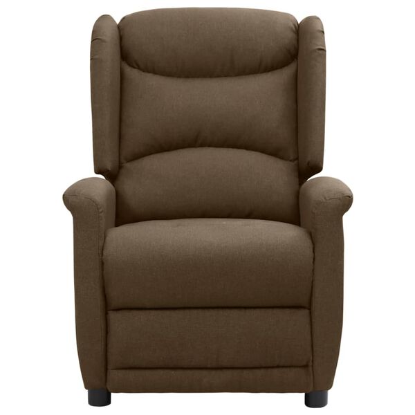 vidaXL Poltrona de massagens el&eacute;trica reclin&aacute;vel tecido castanho