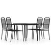 vidaXL 5 pcs Conjunto de jantar para jardim preto