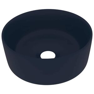 vidaXL Lavat&oacute;rio luxuoso redondo 40x15cm cer&acirc;mica azul-escuro mate