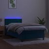 vidaXL Cama box spring c/ colch&atilde;o/LED 100x200 cm veludo azul-escuro