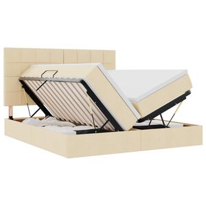 vidaXL Cama de Armazenamento LED com Colch&atilde;o Creme 180 x 200 cm Tecido