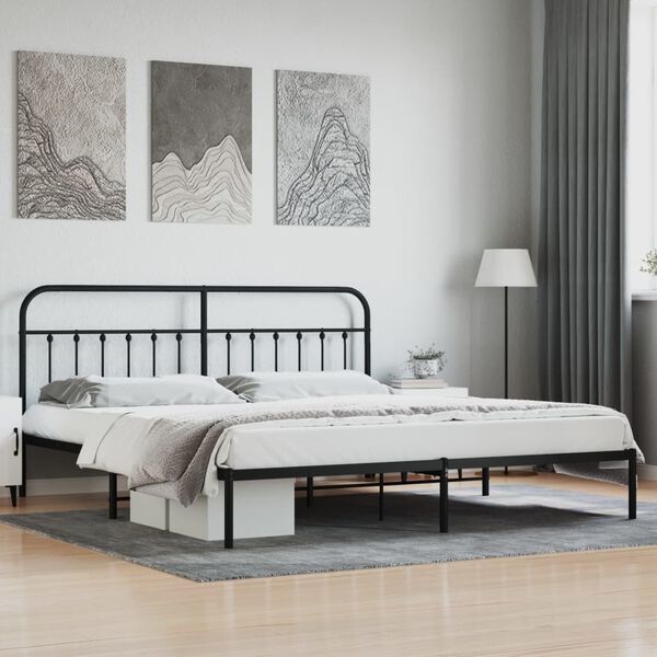 vidaXL Estrutura de cama com cabeceira 200x200 cm metal preto