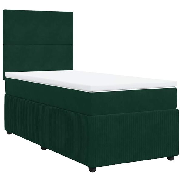 vidaXL Cama com molas/colch&atilde;o 80x200 cm veludo verde-escuro
