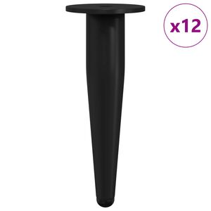 vidaXL P&eacute;s de M&oacute;veis 12 pcs Preto &Oslash; 40 x 98 mm Ferro