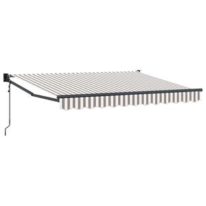 vidaXL Toldo retr&aacute;til Cinza Claro e Branco 4,5 &times; 3 m Poli&eacute;ster e Metal