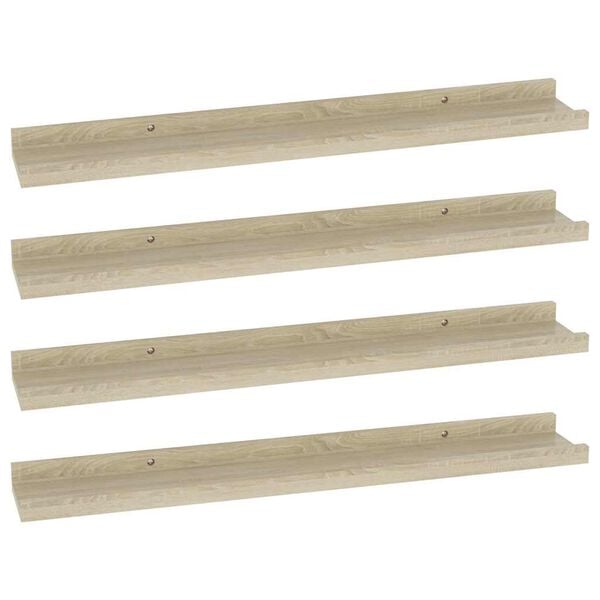 vidaXL Prateleiras de parede 4 pcs 60x9x3 cm carvalho sonoma