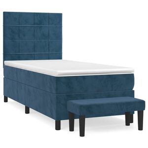 vidaXL Cama com molas/colch&atilde;o 80x200 cm veludo azul-escuro