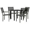 vidaXL 5 pcs conjunto de jantar para jardim a&ccedil;o e textilene preto