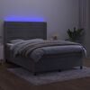 vidaXL Cama box spring c/ colch&atilde;o/LED 140x190 cm veludo cinzento