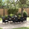 vidaXL Conjunto de Jantar para Jardim com almofada 7 pcs Preto vime PE