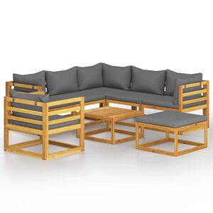 vidaXL 8 pcs conjunto lounge de jardim com almofad&otilde;es ac&aacute;cia maci&ccedil;a