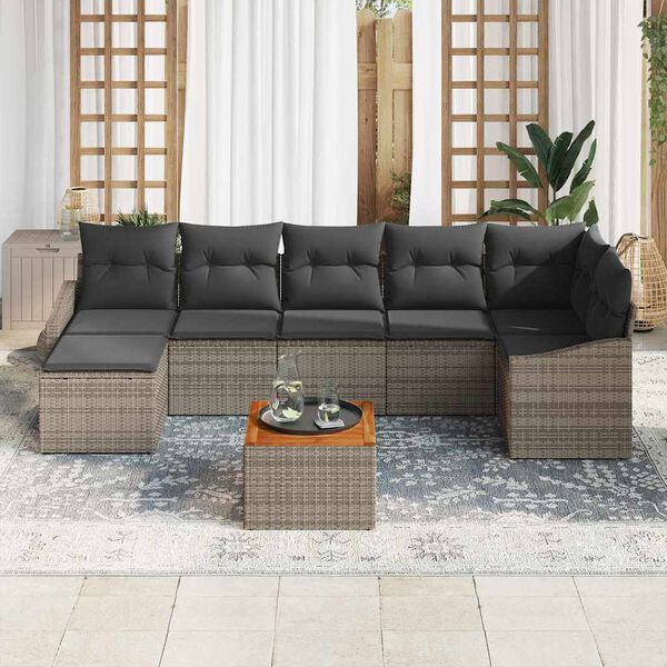 vidaXL Conjunto de Sof&aacute; de Jardim 8 pcs Cinzeto Rattan Sint&eacute;tico