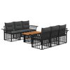 vidaXL Conjunto de Sof&aacute; de Jardim 7 unid. Preto e Cinza Escuro vime PE