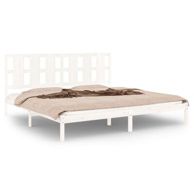 vidaXL Estrutura de cama super king pinho maciço 180x200 cm branco
