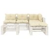 vidaXL 6 pcs conjunto lounge de jardim em paletes c/ almofad&otilde;es creme